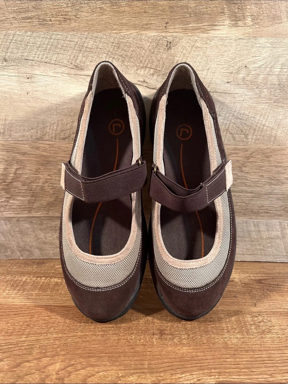 Rockport Brown and Beige Mary Jane Flats